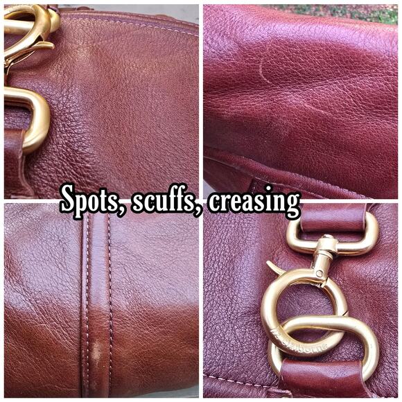 Brown Leather Purse Liz Claiborne Flap Handbag Gild Tone Hardware Satchel - Picture 7 of 9